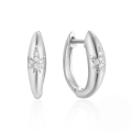 wholesale 925 Sterling Silver Minimalist Leaf Geometric Diamond Accent Simple Hoop Earrings, Popular Niche High-End-0-8
