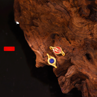 wholesale Metal: S925 Silver Gold Plated Natural Lapis Lazuli Double-Ear Tai Sui Handmade Bead DIY Bracelet Necklace Jewelry Accessories-Double-eared Qingjin Tai Sui