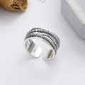 wholesale S925 Sterling Silver Multi-Layer Twisted Wire Open Ring Retro Style Punk Index Finger Ring-0-1