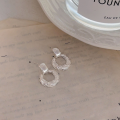 wholesale S925 Sterling Silver Textured Circle Ear Studs Women Spring Summer New Ins Minimalist French Style Earrings-0-3