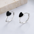 wholesale S925 Sterling Silver Korean Style Ins Minimalist Mini Black Heart Drip Glaze Ear Studs Small Niche Versatile Ear Clips-0-2
