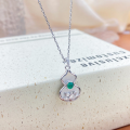 wholesale S925 Sterling Silver Maker's Natural Mother-of-Pearl Lotus Gourd Necklace Fashionable Minimalist Chinese Design Delicate Collarbone Chain-0-3