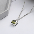 wholesale S925 Silver Cloud Tide Pavilion Literary Vintage Antique Green Fairy Tale Green Zircon Simple Fashion Versatile High-end Necklace-0-0