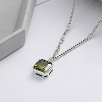 wholesale S925 Silver Cloud Tide Pavilion Literary Vintage Antique Green Fairy Tale Green Zircon Simple Fashion Versatile High-end Necklace-YL518/approx. 9.1g 925 silver