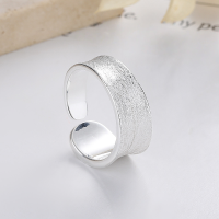 wholesale S925 Sterling Silver Irregular Wide Brushed Open Ring for Fashion Commuting Light Luxury Style Index Finger Ring-1056J/approx. 4.8g Adjustable opening