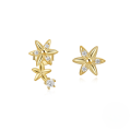 wholesale 925 Sterling Silver New Asymmetrical Octagram Moon Flower Zircon Inlaid Earrings, Summer Hot Sellers-0-7
