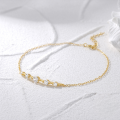 wholesale 18k Gold Plated S925 Sterling Silver Row Zircon Bracelet, Korean Style, Simple And Elegant, Versatile-0-2