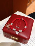 wholesale Fine Silver New Year's Auspicious Zodiac Snake Bracelet, Handwoven Red String Anklet for Women in Their Birth Year-0-17