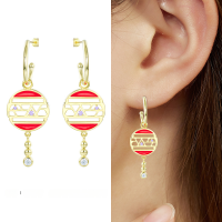 wholesale 925 Sterling Silver【The Forbidden City - Ice Prunus Pattern】Earrings, Premium Minimalist Winter Red Earrings-14K gold 925 silver