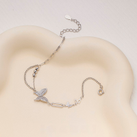 wholesale S925 Sterling Silver Butterfly Fluttering Shiny Diamond Bracelet for Women, French Style LuxuryDesign Jewelry Gift for Best Friend-Butterfly Bracelet (Labor Price, Silver Not Included)  925 Silver