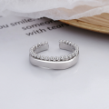 wholesale S925 Sterling Silver Double-Layer Small Bead Chain Spliced Open Ring, Korean Style Design with a Sense of Luxury-0-1