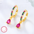 wholesale 925 Sterling Silver Small and Exquisite Ear Hoops for Women with Inlaid Diamond-Colored Zirconia Dopamine Earrings for Cross-Border Supply Wholesale-0-3