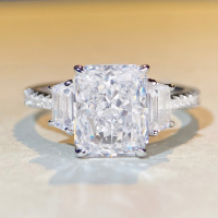 wholesale S925 Sterling Silver Zircon Ring for Women, Radiant Cut Ice Flower Cut High Carbon Diamond Ring-Yellow Diamond-CBJZ188 5