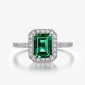 wholesale S925 Sterling Silver New 15ct Cultivated Emerald 6*8 Ring for Women Vintage and Versatile-0-0