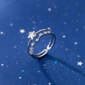 wholesale S925 Silver Nalan Forest Style Inlaid Diamond Double-Layer Star Open Ring Sweet Star Index Finger Ring J5315-0-0