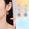 wholesale S925 Sterling Silver 1 Carat Moissanite Stylish and Fashionable Earrings Simple Cross-Border New Ear Accessories Stud Earrings-0-0