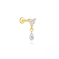 wholesale S925 Sterling Silver Love Marquise Zircon Fringe Flat Thread Ear Cartilage Stud-Single gold #5