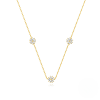 wholesale S925 Sterling Silver Zircon Heart With Petal Design Necklace, Earring, And Ring Set For Women-Gold-Necklace 925 Silver