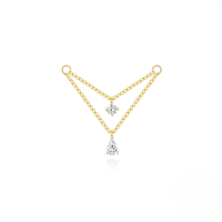 wholesale S925 Sterling Silver Long Chain Tassel Earrings With Crystal Accents-Single gold #8&gt;925 silver