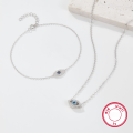 wholesale S925 sterling silver European and American jewelry Evil Eye set, elegant and high-end women's ring, versatile and niche necklace-0-3