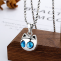 wholesale S925 Sterling Silver Retro Classic Cat Pendant with Deep Blue Eyes, Fashion DIY Accessory-0-2