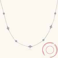 wholesale S925 Sterling Silver Moissanite Lucky Four-Leaf Clover Necklace Korean Style Fashion Luxury Elegant Versatile Collarbone Chain-Five Star Necklace 0.3 carats
