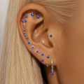 wholesale S925 Sterling Silver Geometric Inlaid Zircon Natural Lapis Lazuli Flat Head Threaded Ear Cartilage Stud, New Hot Selling High-end Earrings-0-1