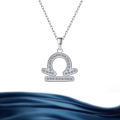 wholesale S925 sterling silver wholesale Libra zodiac constellation pendant necklace for women with full moissanite stones, premium silver jewelry-0-0