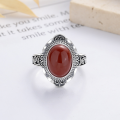 wholesale S925 Sterling Silver Chaozheng Royal Elegance Oval Red Agate Inlaid Ring New Pattern Index Finger Ring-0-2