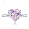 wholesale S925 silver 4ct heart-shaped 10*10 high carbon diamond ring, simple and elegant European and American style love band-0-0