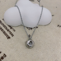 wholesale S925 Silver Cherry Marble Pendant Choker Necklace, Versatile and Creative for Students-xb927-white gold