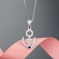 wholesale S925 Sterling Silver Creative Design Minimalist Pendant Choker Necklace, Korean Style Zircon Drop Fashion Symmetrical Necklace for Women-Single Pendant - Without Chain 925 Silver