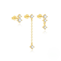 wholesale S925 Sterling Silver Zircon Zirconia Necklace Bracelet Earrings Set, Classic Light Luxury Versatile Jewelry-3-piece set of gold-earrings 925 silver