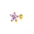wholesale S925 Sterling Silver Stylish Five-petal Flower Colorful Zircon Accent Threaded Ear Stud-0-3