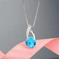 wholesale S925 Silver Fashionable and Personalized Wholesale Collarbone Necklace, Korean and Japanese Style Zircon Pendant, Small and Fresh Crystal Necklace for Women-Single Pendant - Without Chain 925 Silver