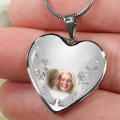 wholesale S925 Silver European and American Best-Selling Memorial Gift for Loved Ones with Photo Engraving and Resin Heart Pendant Necklace-0-0