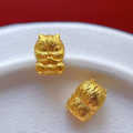 wholesale Metal material placed at the beginning: Gold-plated 925 ancient silver fittings with engraved "See no evil, hear no evil, speak no evil, think no evil" cat beads, including spacer beads, waist beads, and top beads for DIY-0-7