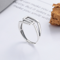 wholesale S925 Silver Fashion Retro Korean-Style Geometric Cross-Border Ins Style Creative Niche Design Open Ring-YJ1092/approx. 3.3g Adjustable opening