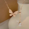 wholesale S925 Sterling Silver Red Elk Butterfly Necklace for Women, Versatile Layering Chain, Minimalist Designer Jewelry-0-1