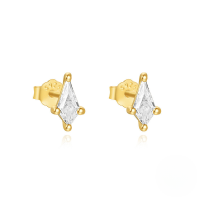 wholesale S925 Sterling Silver Zircon-inlaid Floral Stud Earrings, Trendy And Versatile-Gold#1 925 Silver