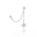 wholesale S925 Sterling Silver Double-wear Chain-link Drop Earrings With Eight-pointed Star Pendant, Trendy Ins Style-0-4