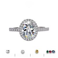 wholesale S925 Sterling Silver Cross-Border Wholesale 2-Carat Oval Moissanite Ring for Women, Minimalist Silver Jewelry with High-End Feel-White Moissanite US 9