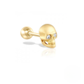 wholesale S925 Sterling Silver Single Skull Diamond Piercing Threaded Ear Stud, Fashionable and Creative INS Ear Cuff-0-5