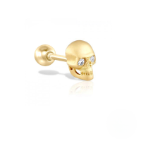 wholesale S925 Sterling Silver Single Skull Zircon Piercing Threaded Ear Stud, Fashionable And Creative Ins Ear Cuff-Single gold