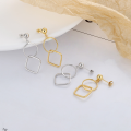 wholesale S925 Sterling Silver Korean-style Geometric Circle Square Interlocking Creative Trendy Long Earrings-0-0
