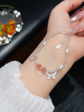 wholesale Gold-plated S925 Sterling Silver Small Fragmented Beads Bracelet, Minimalist Design, Elegant Bangle, Valentine's Day Gift for 520-0-12