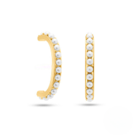 wholesale S925 Sterling Silver C-shaped Half Moon Pearl Earrings With A Minimalist And Luxurious Design-gold