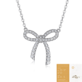 wholesale S925 silver European and American fashion bow collarbone chain with high-end feel, cross-border bestseller Moissanite ins-style necklace, premium quality-0-6