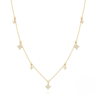 wholesale 925 Sterling Silver Ins Style Star Zircon Layered Women's Choker Necklace, Small And Advanced-Gold 925 silver