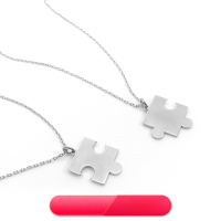 wholesale S925 Sterling Silver Popular European and American Best-Selling Puzzle Engraved Name Necklace for Couples, Valentine's Day Gift-White>Copper